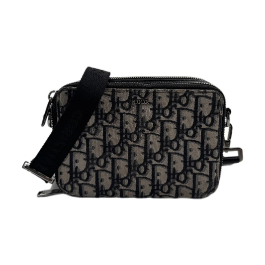 CHRISTIAN DIOR OBLIQUE POUCH BEIGE BLACK