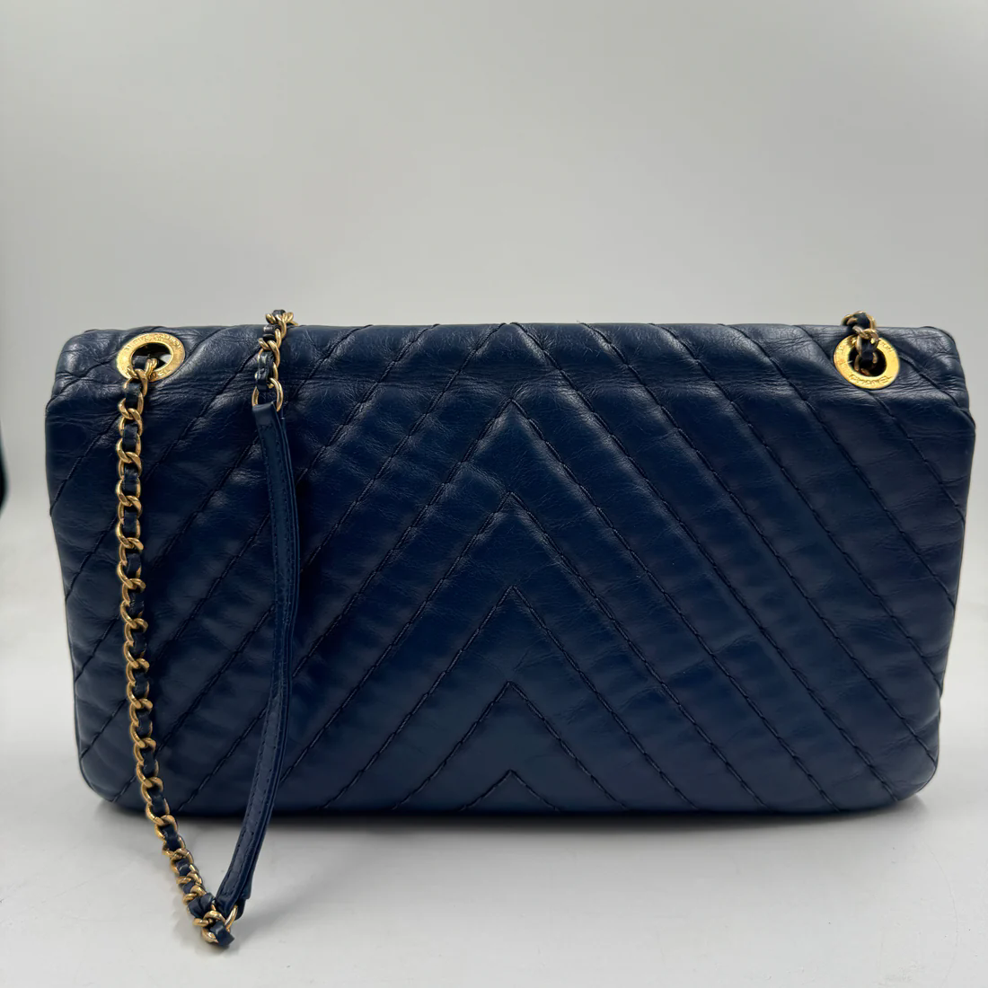 CHANEL CHEVRON MEDALLION CHARM FLAP BAG