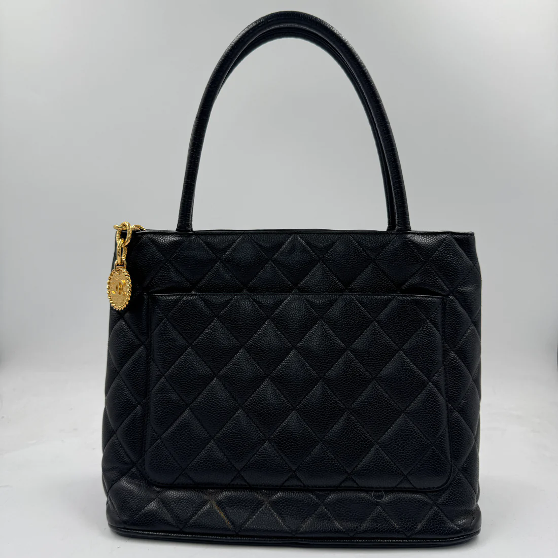 CHANEL CAVIER QUILTED MEALLION TOTE BLACK